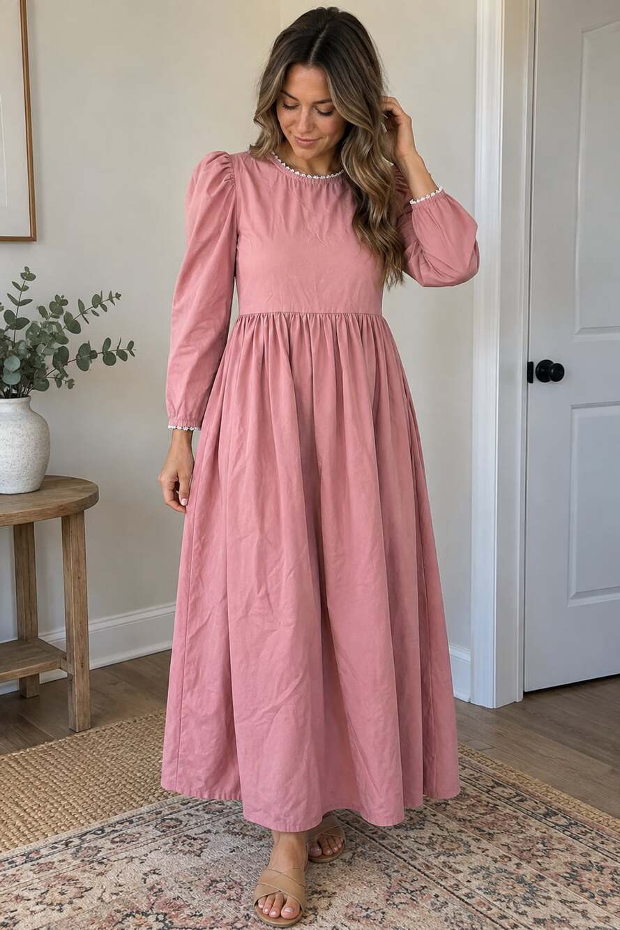 White Elegance Pioneer Dress B Size XS Dusty Rose Long Sleeve